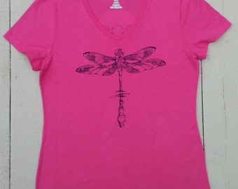 Women's V-Neck Short-sleeve Dragonfly T-shirt