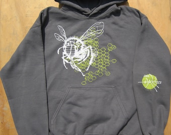 Unisex Honeybee Hoodie in Charcoal or Gold
