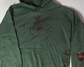 Hornet Rider Hoodie on Army Green Hoodie, Adult