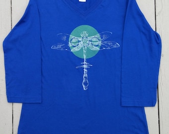 Women's 3/4 Length Sleeve Dragonfly Tee-Shirt