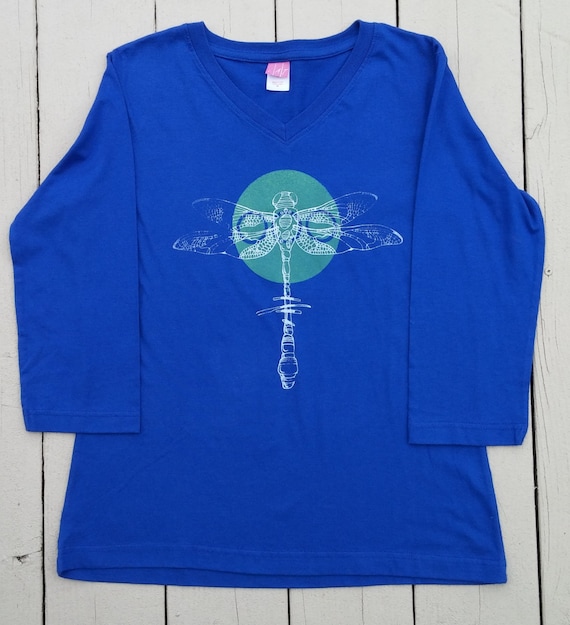 Women's 3/4 Length Sleeve Dragonfly Tee-Shirt