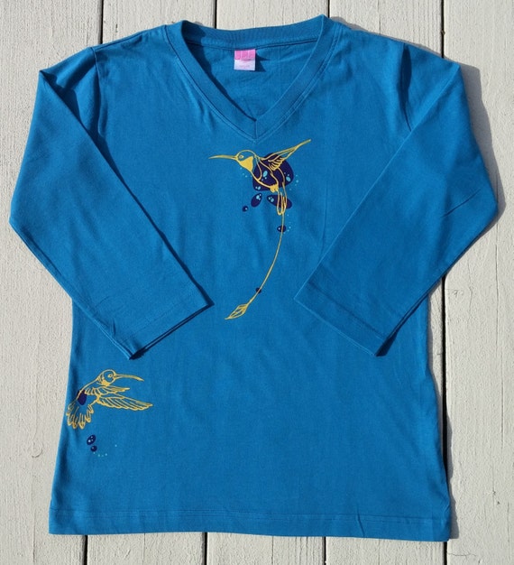 Women's 3/4 Length Sleeve Hummingbird Tee-Shirt