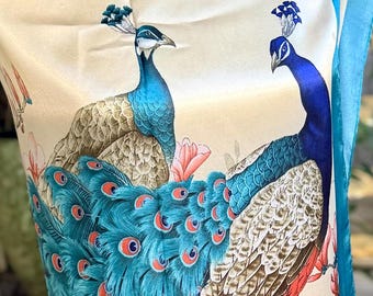 Puqui's Peacock  - Large Satin Square Scarves/Silky Hair Scarf/Turban Scarf/Neck/Braid Scarf/Hair Cover/Wrap/Head Scarf/35" x 35"