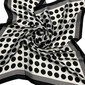 Two Style - Classic Polka Dot -  Black or White Dots or Skinny - Silk Blend Head Neck Scarf - Neckerchief/Turban Scarf/Head Wrap