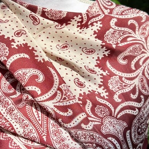 New Crimson Paisley - Silk Blend Head Neck Scarf - Silk Blend Scarf /Neckerchief/Turban Scarf/Head Wrap - Silky Bandana