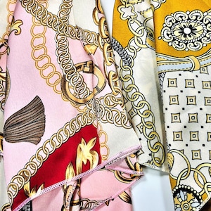 TASSEL - Square Scarves - Silk Blend Head Neck Scarf - Neckerchief - Silky Bandanas - Headbands
