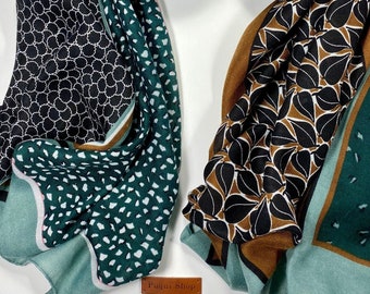 SEA-FOAM  HUE - Cotton Polyester Blend Large Scarf - Colorful Long Wrap - Large Shawl - Long Elegant Wrap