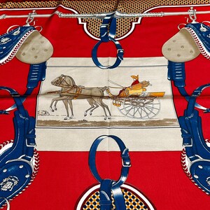 Equestrian Pattern Silky Bandana Square Neck Scarf main image 1