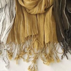 LIGHT THRU LINEN -  Linen/Cotton Blend Scarf - Extra Long Wrap - Unisex Scarf
