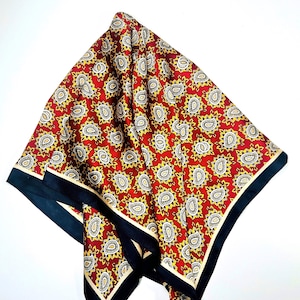 PEANUT PAISLEY - Silk Blend Square Scarf - Neckerchief/Bag Scarf/Turban Wrap/Bandanna