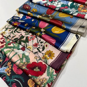 COLORFUL TIMELESS FLORAL Square Scarves Silk Blend Head Neck Scarf Turban/Neckerchief Rose Background Floral Turban Scarf Bag