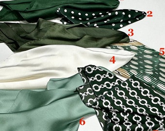 The LINKS Friendship Collection Green Black White Scarves Silk Blend Head Neck Scarf Neckerchief Silky Bandanas Headbands
