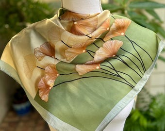 Japanese Notenboom Scarf: Silk Blend Neckerchief, Head Wrap