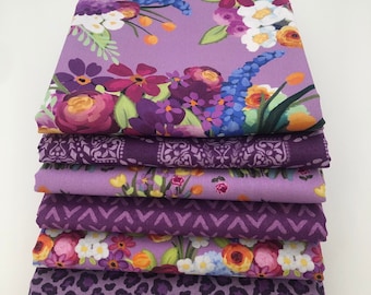 Bundle of seven 1/2 Yard Cuts From My Floralicious Fabric Collection For Riley Blake