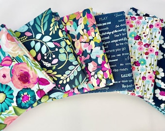 Bundle of seven 1/2 Yard Cuts From My “Fragrant Fields” Fabric Collection For Riley Blake ~Teal Colorway