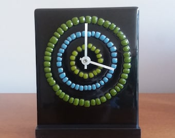 Zen Garden -  Fused Glass Desktop / Wall Clock