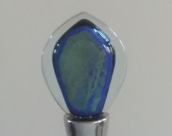 Blue Streak - Fused Glass Bottle Stopper