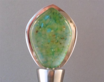 Mottled Green - Fused Glass Bottle Stopper