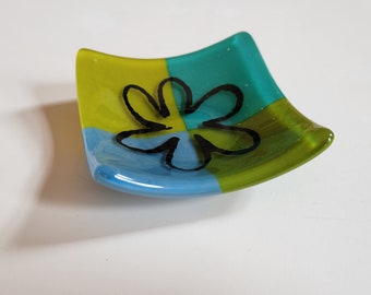 Funky Flower - Fused Glass Trinket/Ring/Soap Dish