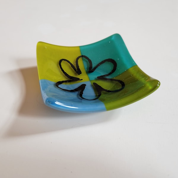 Funky Flower - Fused Glass Trinket/Ring/Soap Dish