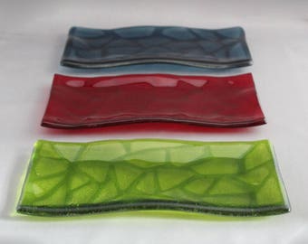 Wavy Mosaic - Fused Glass Sushi Plate