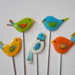 Birds of a Feather - Fused Glass Garden/Plant Stake