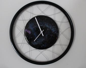 Galaxies - Fused Glass Bicycle Wheel Clock