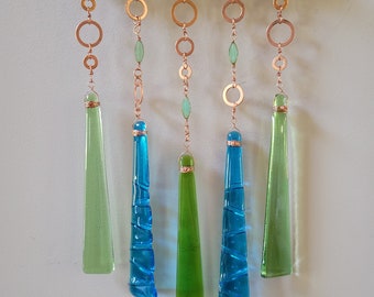 Emerald Waters - Fused Glass Wind Chime