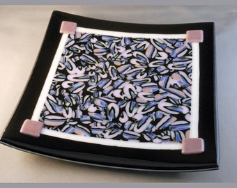 Blue-Eyed Mary - Fused Glass Candle Holder - Large