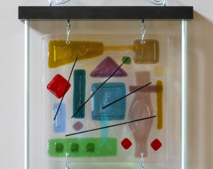 Abstract Fused Glass Art Etsy