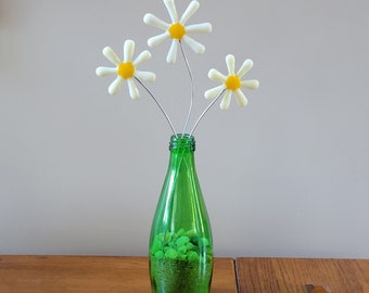 Upsy Daisies - Fused Glass Flowers in Bottle Vase