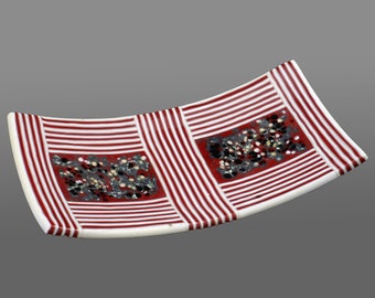 Red Stripes - Fused Glass Sushi Platter
