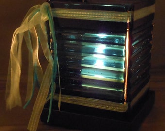 Turquoise Dreams - Fused Glass Luminaire / Candle Holder