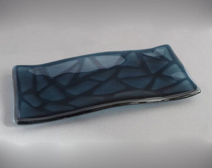 Wavy Mosaic (Blue) - Fused Glass Sushi Plate