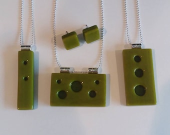 Holes - Fused Glass Pendant Necklace