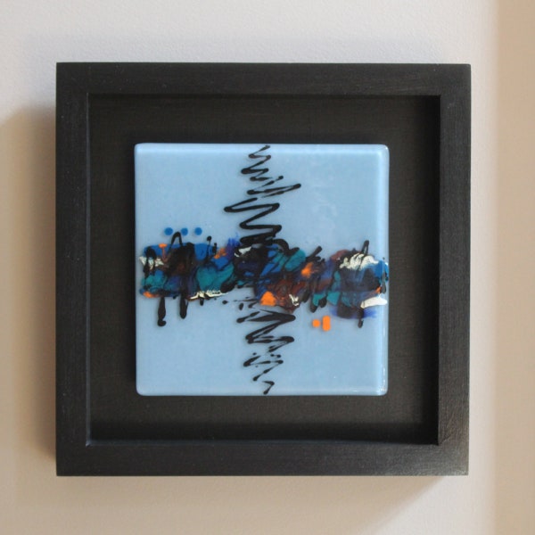 Blue Abstract - Fused Glass Wall Art