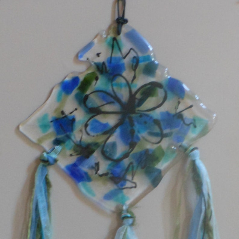 Leather & Lace Fused Glass Wall Hanging Etsy