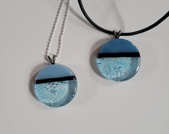 Bubbling Up (Round) - Fused Glass Pendant Necklace