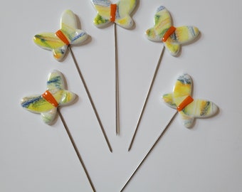 Float Like a Butterfly - Fused Glass Plant Stake