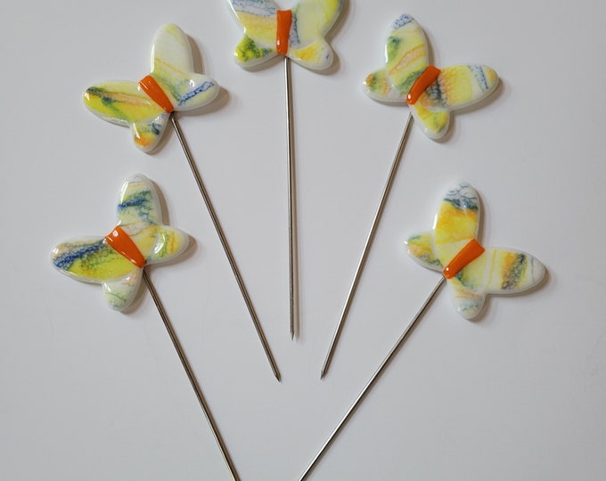 Featured listing image: Float Like a Butterfly - Fused Glass Plant Stake