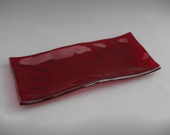 Wavy Mosaic (Red) - Fused Glass Sushi Plate