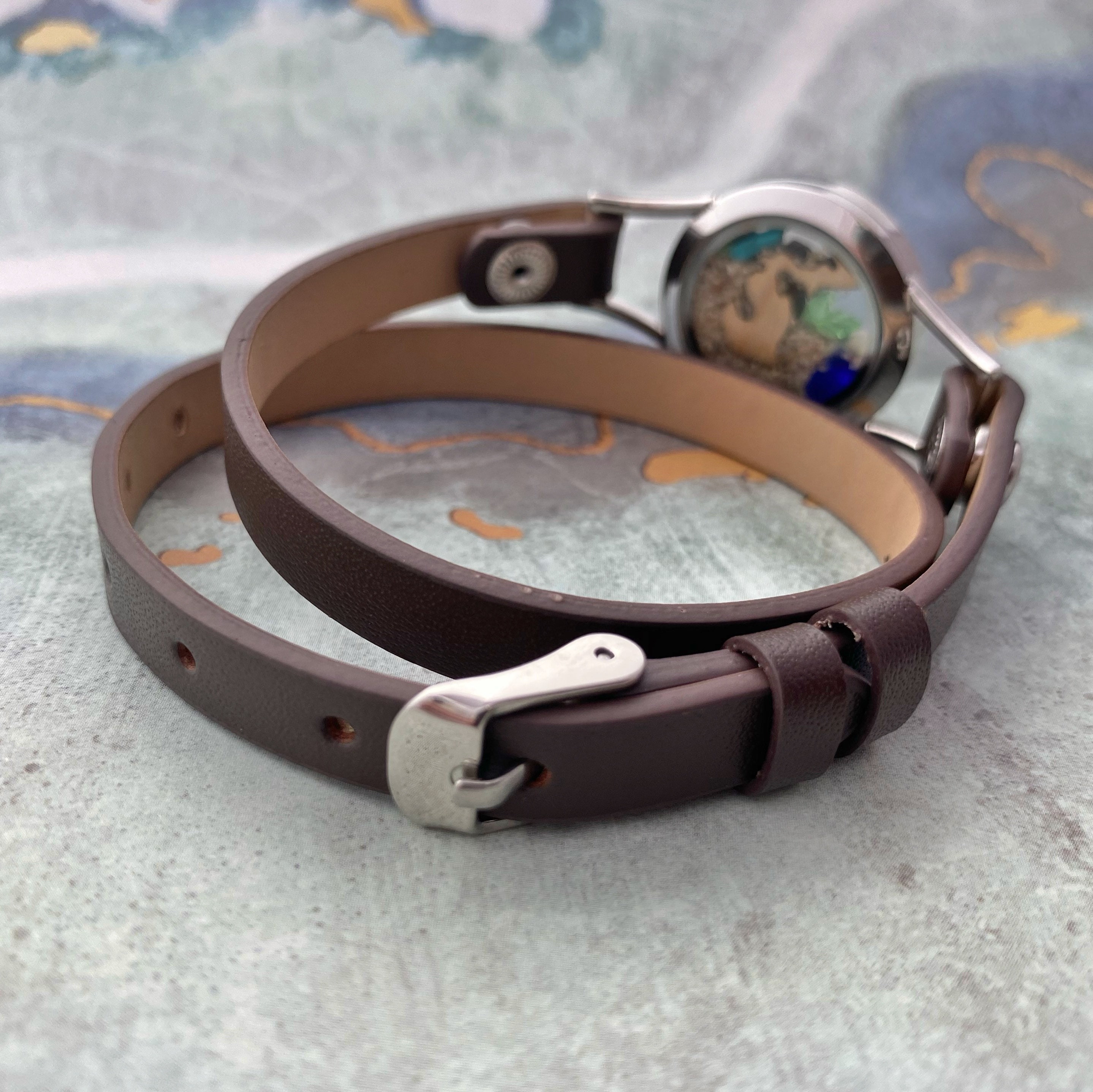 Black & Silver Crystal Great Lakes Michigan Sand Leather Wrap Bracelet - My  Captured Journey