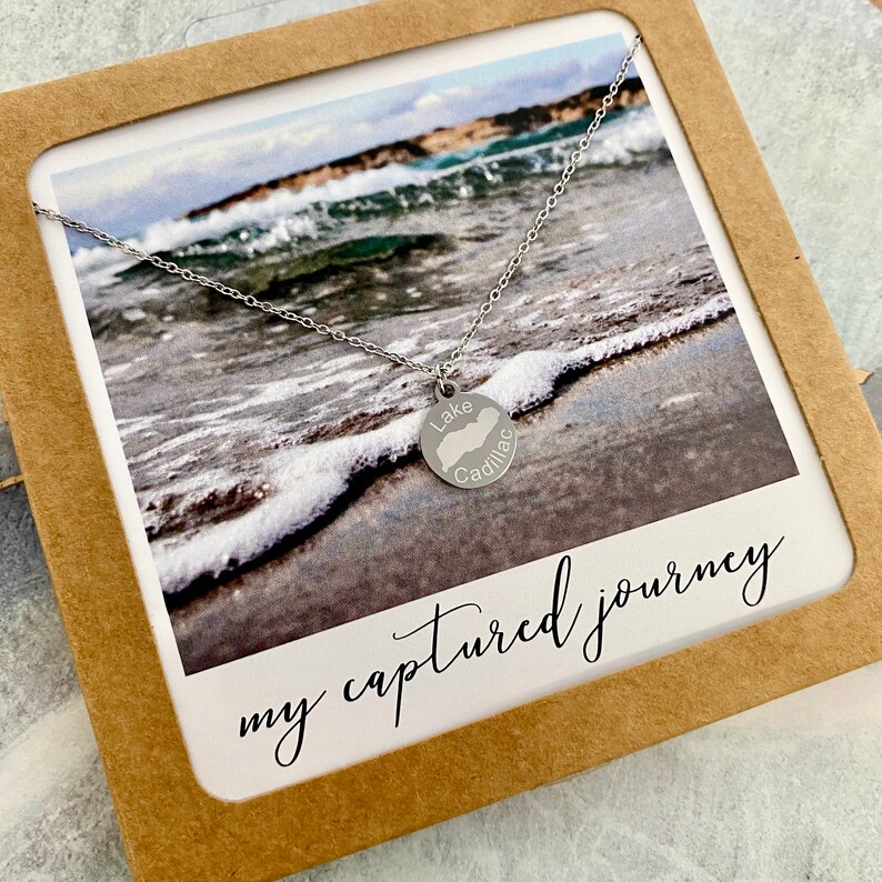 GPS coordinates Personalized engraved jewelry Personalized Lake necklace coordinates necklace custom lake necklace