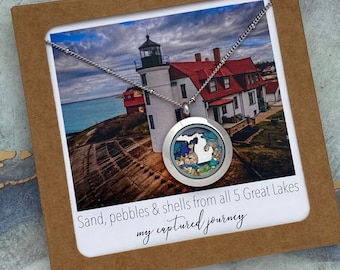 Great Lakes Michigan Beach Necklace, Sand necklace, Michigan necklace, Great lakes necklace, Michigan sand locket, Michigan state jewelry
