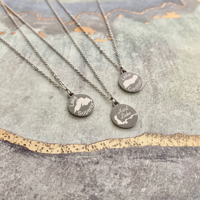 GPS coordinates Personalized engraved jewelry Personalized Lake necklace coordinates necklace custom lake necklace