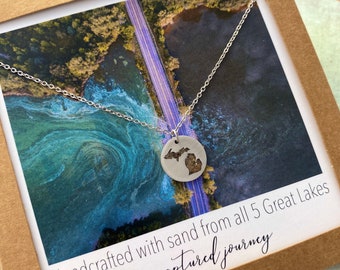 Great Lakes sand necklace, Great Lakes, real sand, jewelry, sand necklace, michigan state jewelry, michigan souvenir, michigan map necklace