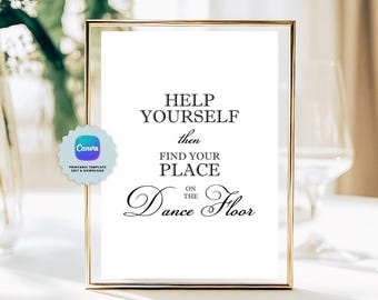 Wedding Dance Floor Sign. Classic Script Dance Floor Sign Template | Editable Canva Sign | Wedding Reception Sign | Instant Download