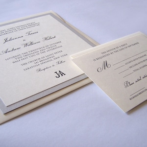 Thermography Square Wedding Invitation - Classic Thermography Wedding Invitation - Timeless Wedding Announcement  - Wedding Invitation Suite