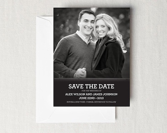 Black and White Photo Save The Date, Wedding Save The Date Card, Photo Invitation.