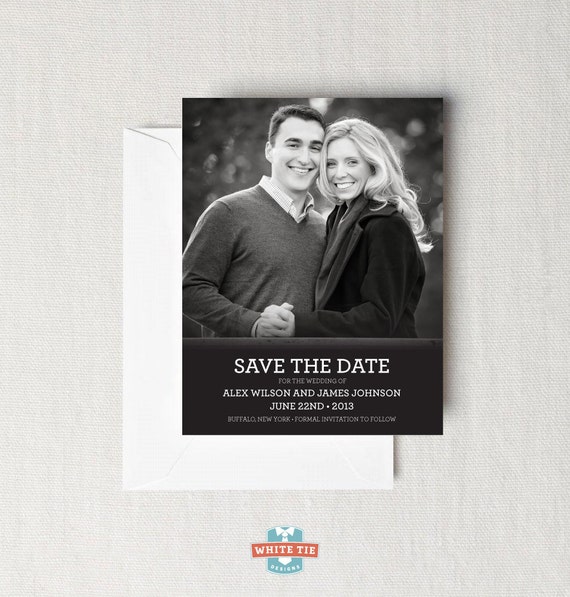 Black and White Photo Save The Date, Wedding Save The Date Card, Photo Invitation.